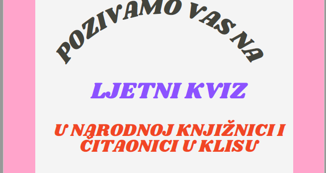 LJETNI KVIZ, 29.6. u 19 sati LJETNI KVIZ, 29.6. u 19 sati